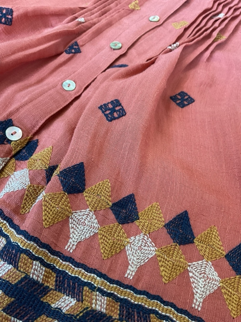 Figueroa & Flower Coral Embroidered Boho Peasant Blouse Petite S - Picture 4 of 7